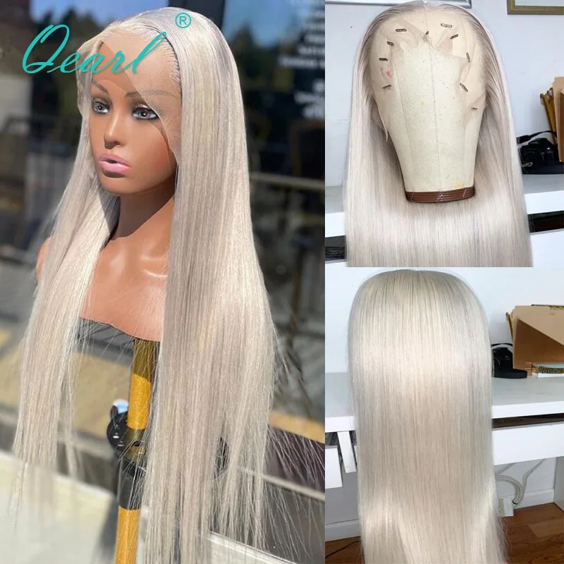 

Human Hair Lace Frontal Wigs Silky Straight Full All Lace Wig for Women 13x4 Ash Blonde Lace Frontal Wigs 613 Remy Hair Qearl