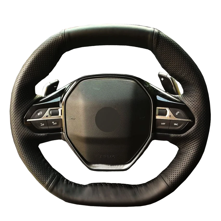 

Black PU Faux Leather Hand-stitched Car Steering Wheel Cover for Peugeot 3008 4008 5008 2016-2019 508 208 2019 2020 e-208 2020