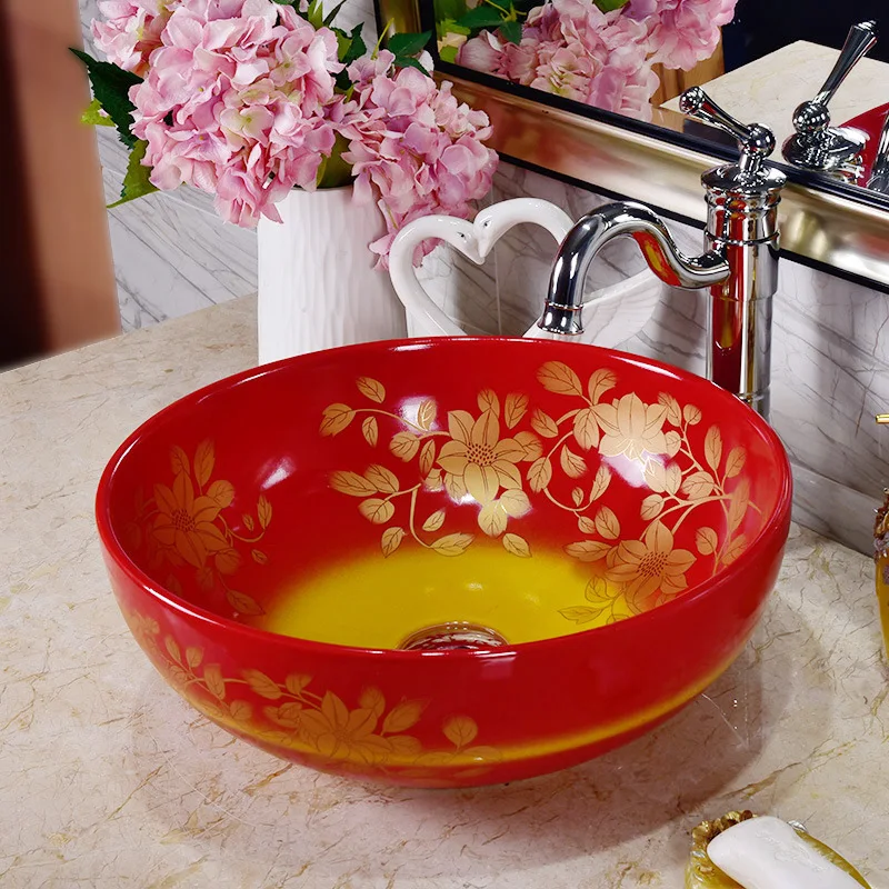

Европейский стиль, раковина в форме цветка, китайская раковина, искусственная керамическая раковина для ванной комнаты, керамическая китай...