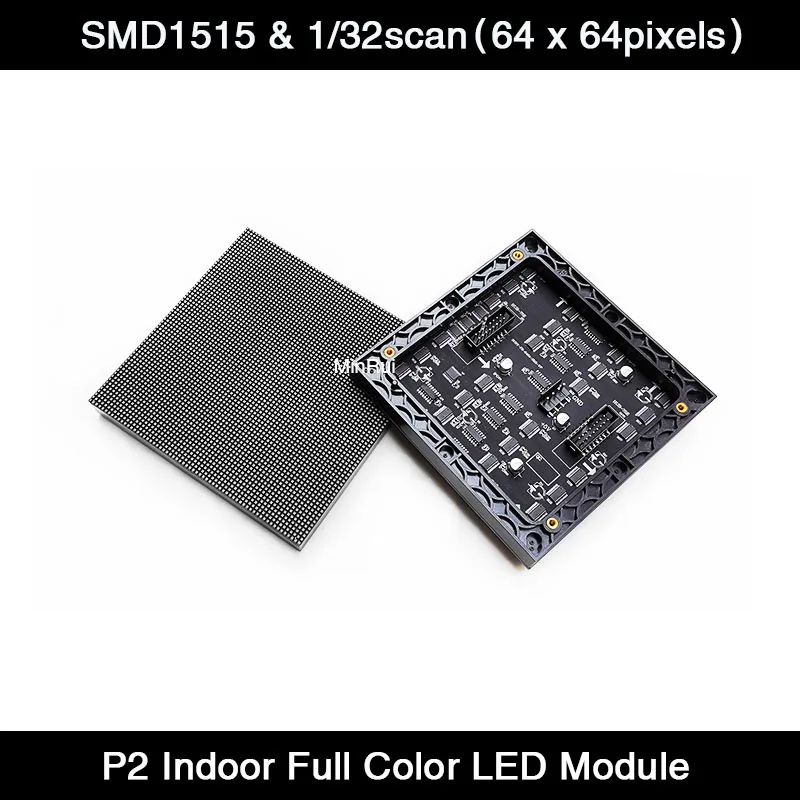 Tablero de pantalla LED P2 para interiores a todo Color HUB75E - 128mm x 128mm - 64x64 píxeles 1/32Scan SMD RGB Module Matrix