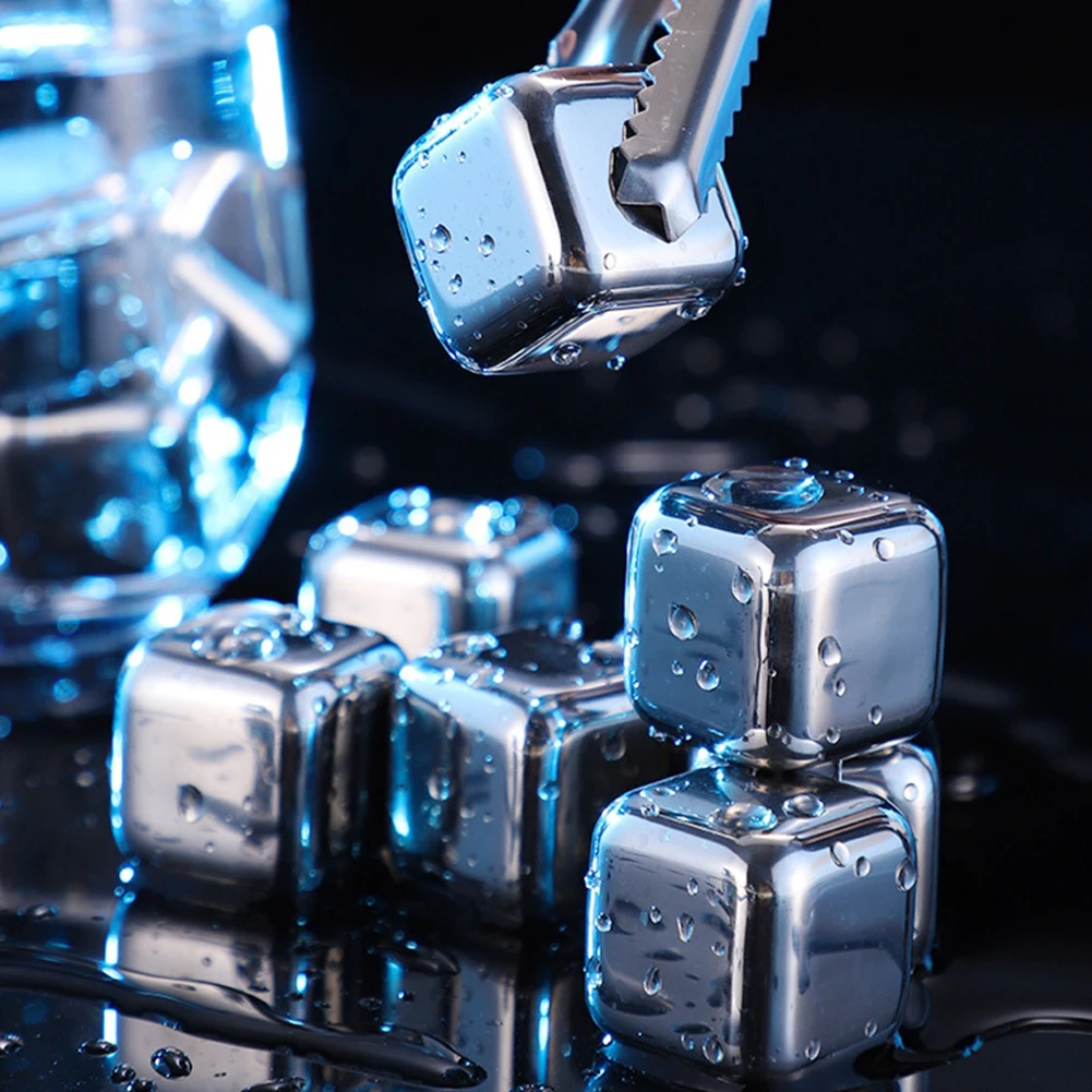 

Stainless Steel Ice Cubes Reusable Chilling Stones For Whiskey Wine Drink Cold Quick-Frozen Ice Cube Cooler Bar Metal Ice Cube