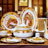 tableware 60 head enamel bone china tableware set jingdezhen ceramic tableware household gift bowl and dish set