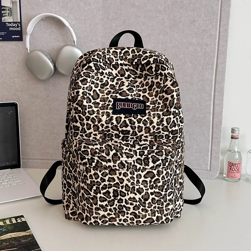 LEOPARD CANVAS Женские рюкзаки на молнии 2025 Новые высококачественные сумки большой