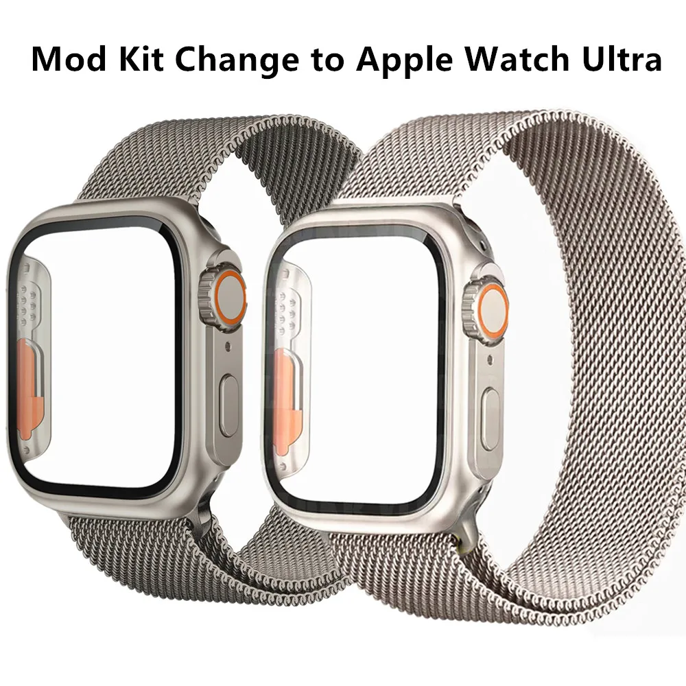 

Модифицированный комплект, стеклянный защитный ремешок для Samsung + ремешок для Apple Watch Band 8 7 6 SE 5 4, браслет с магнитной петлей, сменный на ультра 49 мм