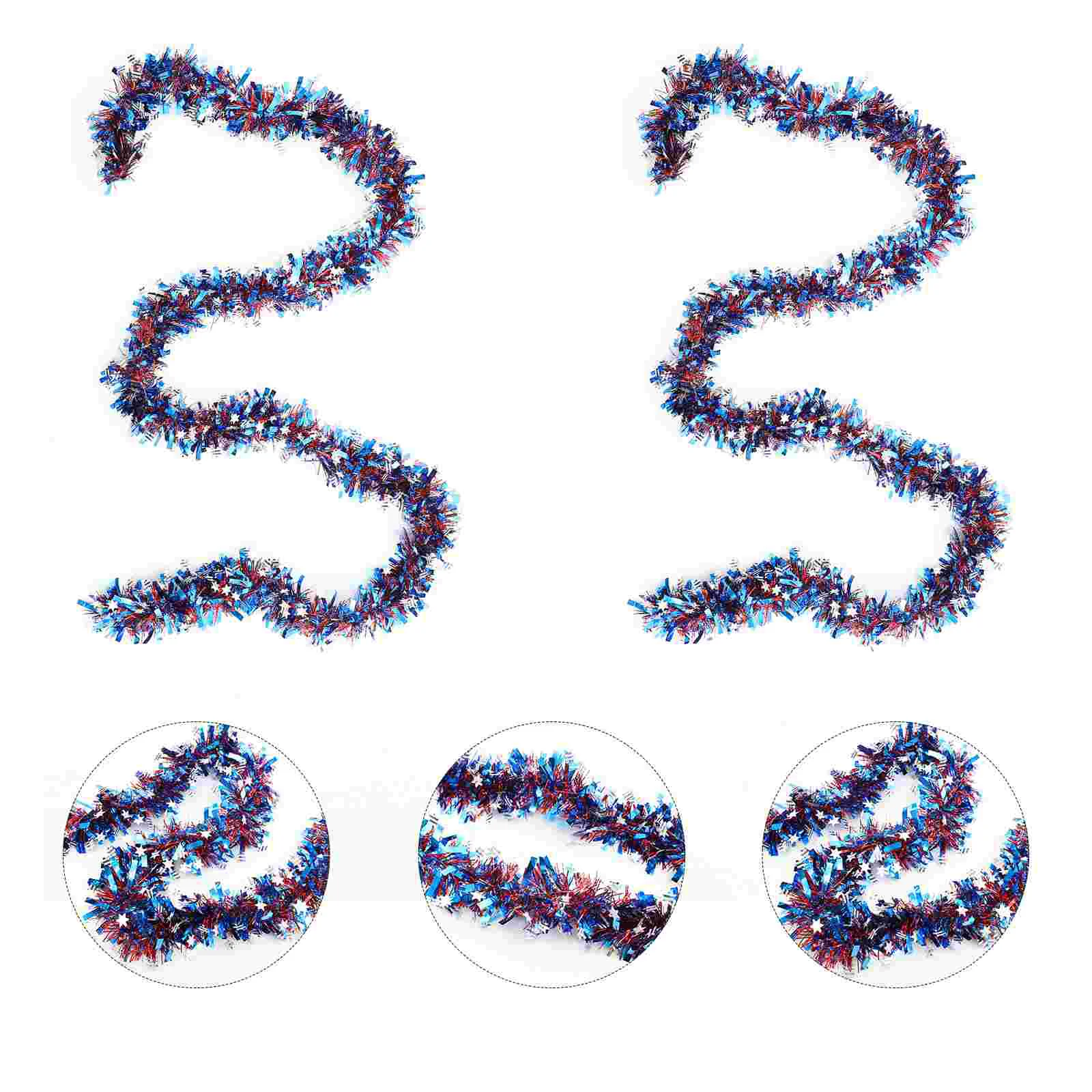 

2pcs Patriotic Star Tinsel Party Tinsel Garlands Festival Garland Decorations