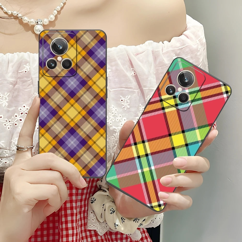 Lattice Grid Texture Mobile Cell Phone Case for Realme GT 2 9i 8i 7i Pro X50 X2 C35 C21 C20 C11 C3 Black Soft Cover Shell