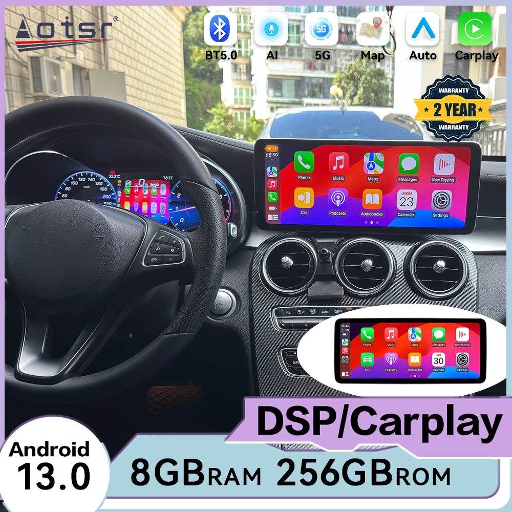 Фото Мультимедийная автомобильная магнитола Android для Mercedes-Benz C-класса W205 GLC X253 2015~2019 с GPS-навигацией, аудио-ресивером и поддержкой CarPlay №2
