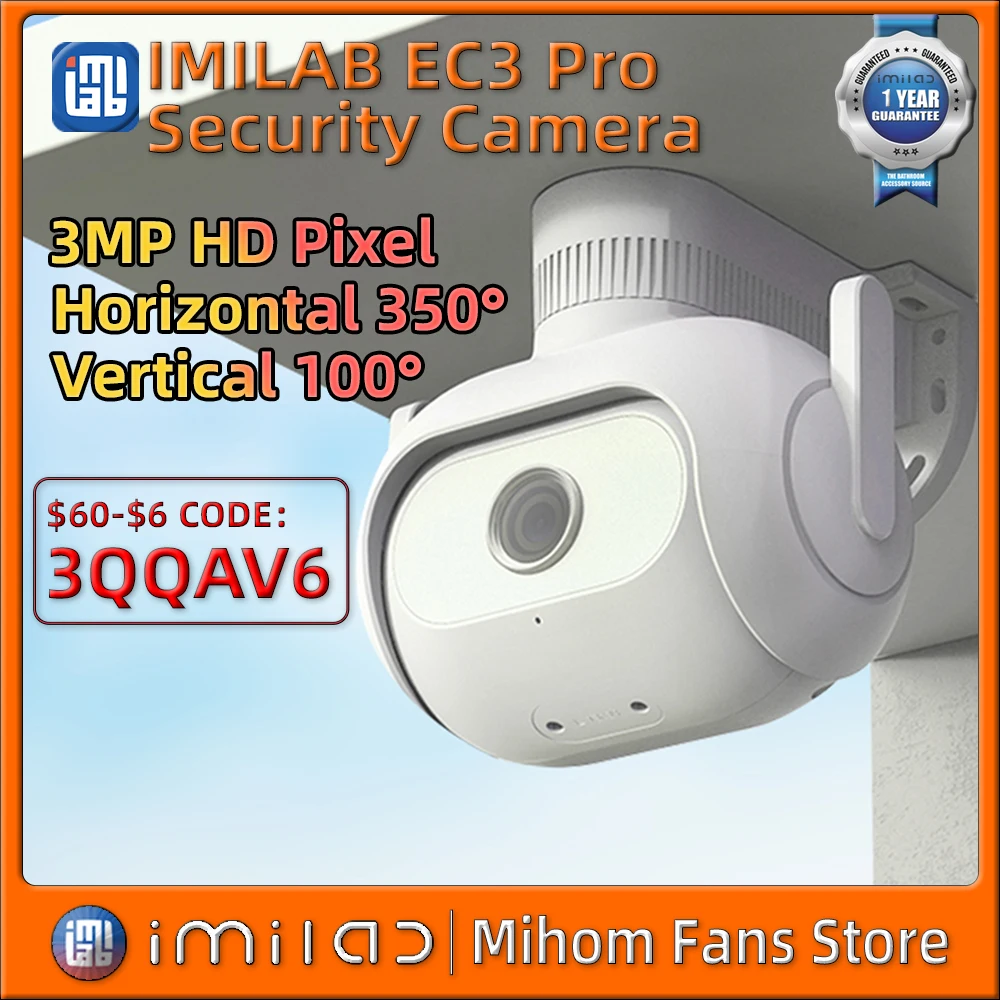 New IMILAB EC5 Floodlight Camera Outdoor Wifi Security Video Surveillance Cam IP 2K Color Night Vision 360°Human Tracking Webcam