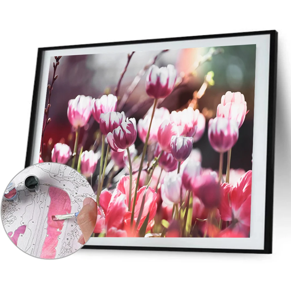 

Digital Oil Painting by Numbers Flower Plant Drawing Modern Canvas Wall Art Frameless Craft for Friends Birthday Gift