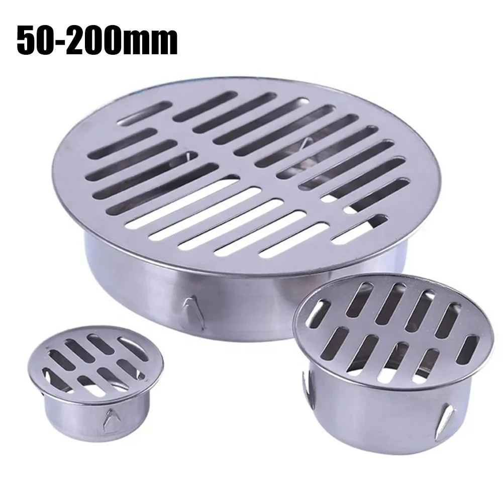 

1pc Stainless Steel Balcony Drainage Roof Round Floor Drain Cover Rain Pipe Cap 150/160/200mm For Home Garden Durable Hardware