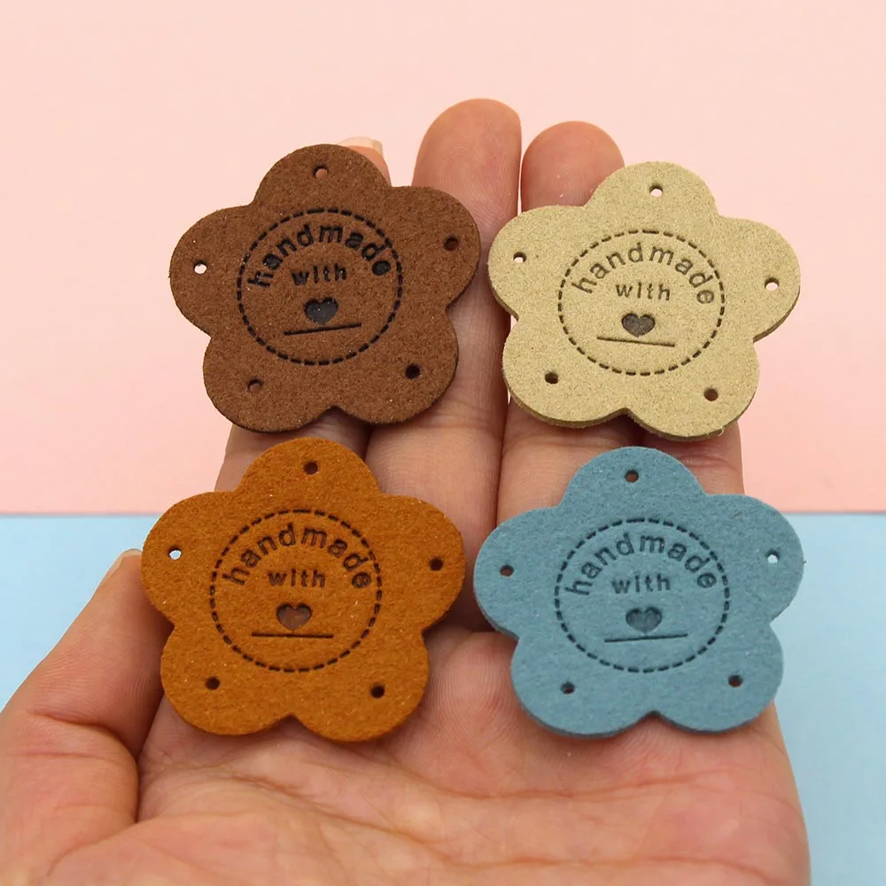20 шт. Цветочные этикетки ручной работы с любовью кожаные бирки для шляпы вязаная