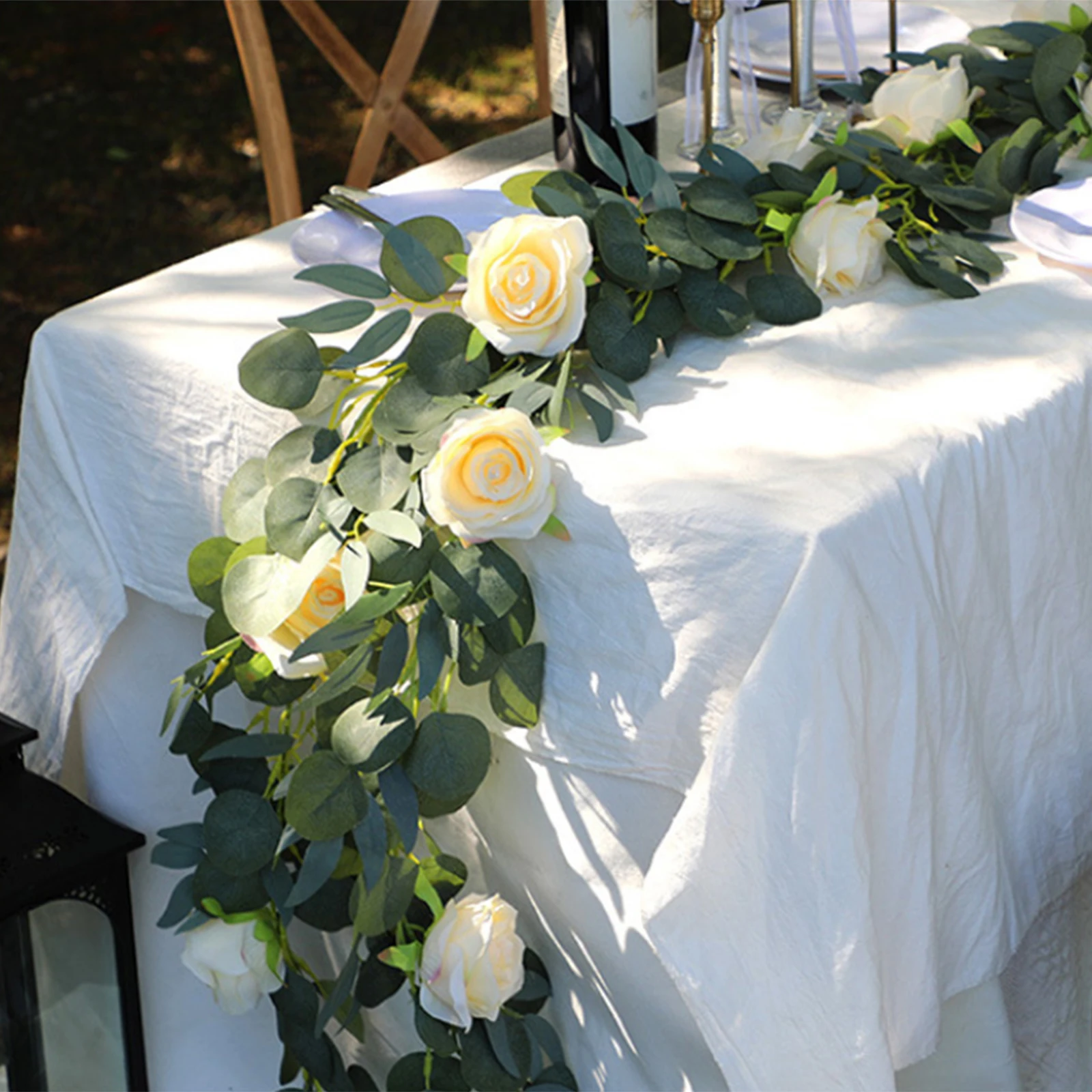 

Silk Artificial Rose Vine Hanging Flowers for Wedding Home Garden Living Room Wall Decoration Rattan Fake Plants Leaves Garland