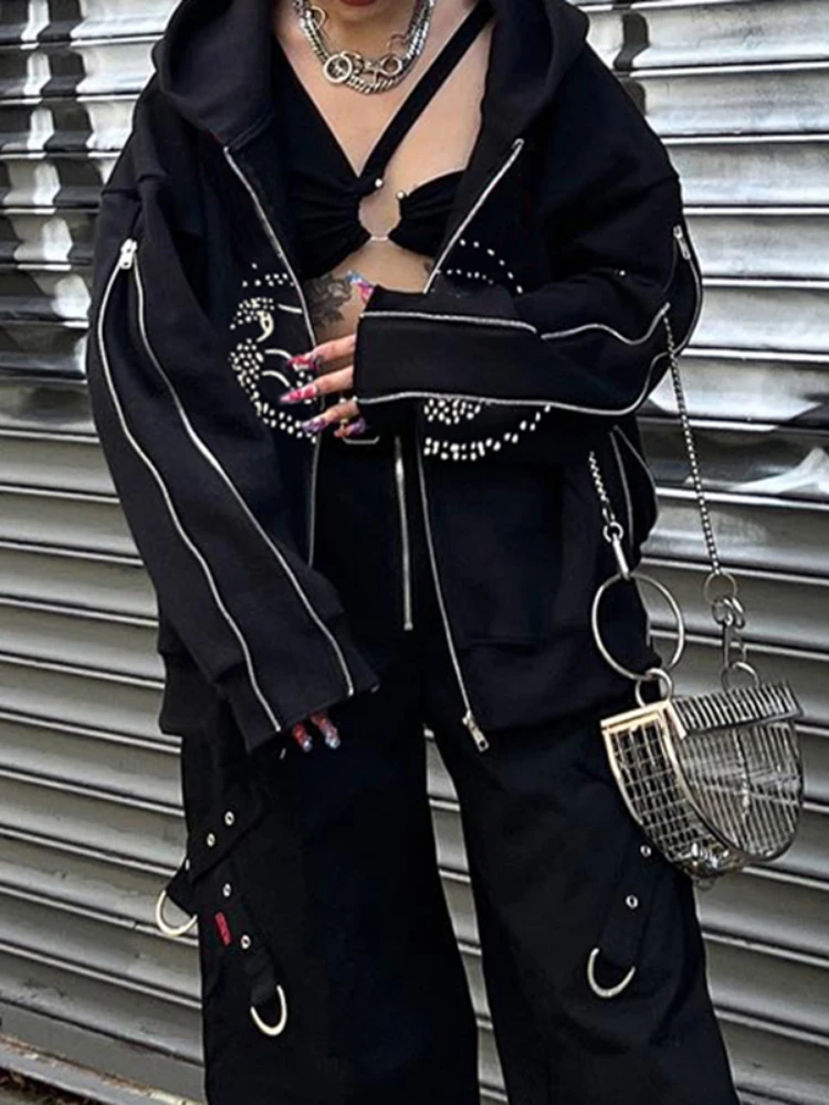 WeiYao модные панк готические куртки-бомберы на молнии пальто для женщин зима 2022