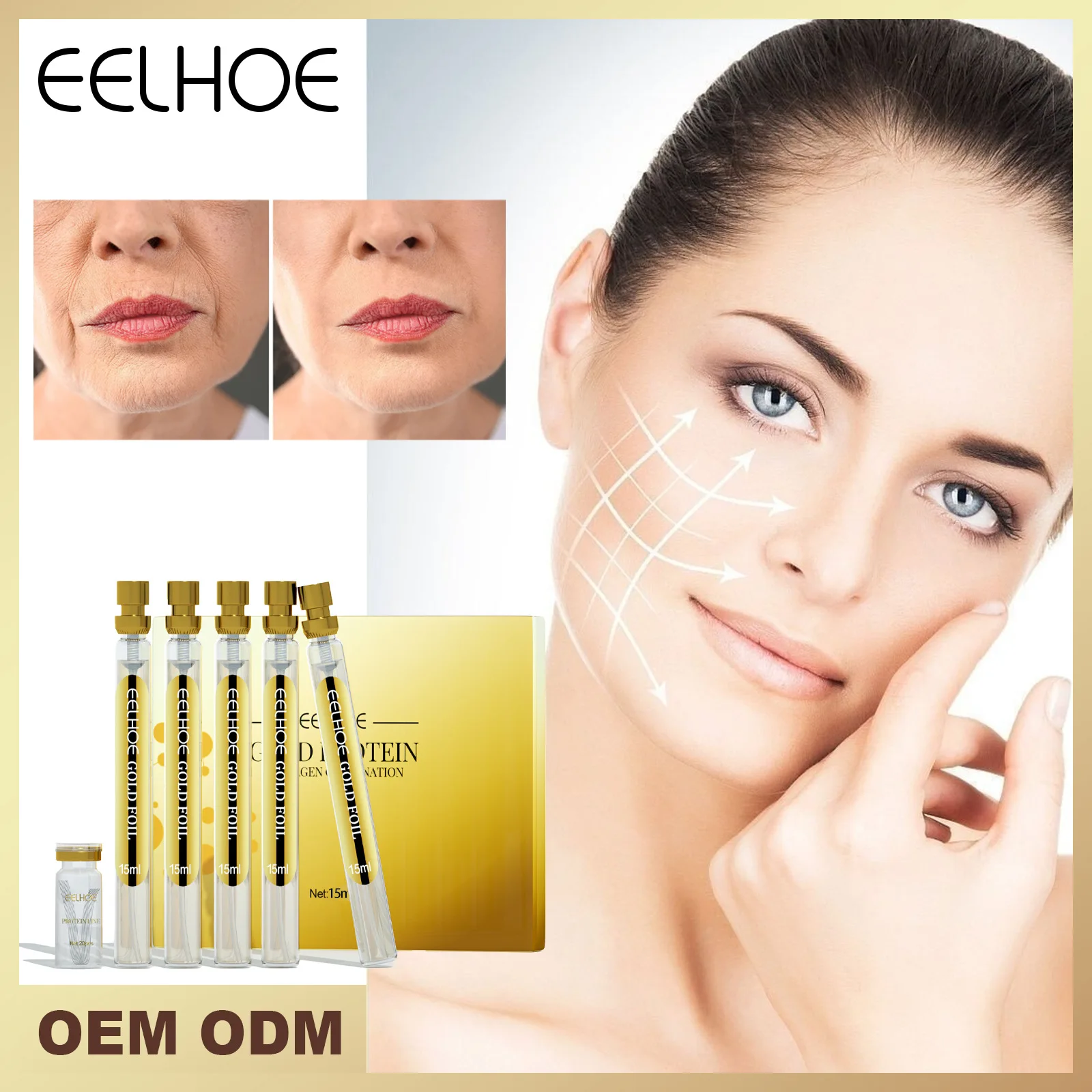 

Protein Face Lifting Threads Collagen Facial Tensioners Threads Face Lift Gold Silk Wire Facial Serum For Anti-Aging Firming