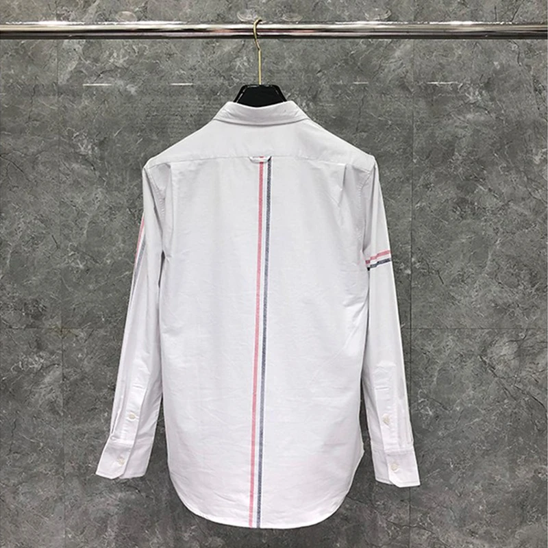 TB THOM Shirt Spring Autumn Classic Men's Shirt  Multi-Stripe Printied Fashion Brand Cotton Oxford Slim Fit Top Quality TB Shirt