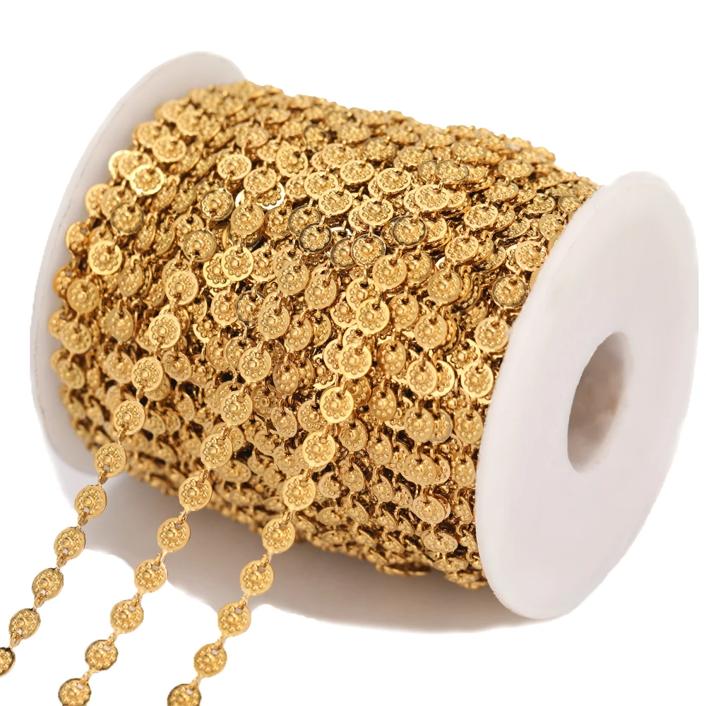 1 метр 5 мм рельефная цепочка с изображением солнца и звезды золотая из