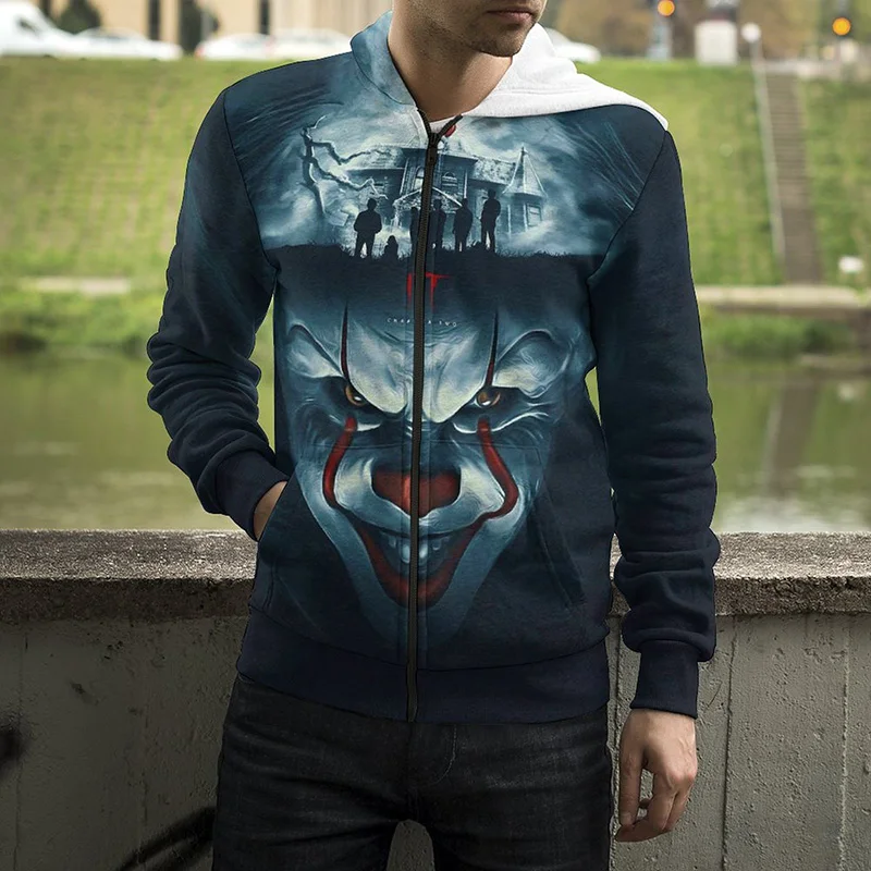 

Horror Movie It Chapter 2 Chapter Two Horror Joker 3D Printed Zip Hoodie Men Women Children Spring Fashion Casual Zip Up Hoodie