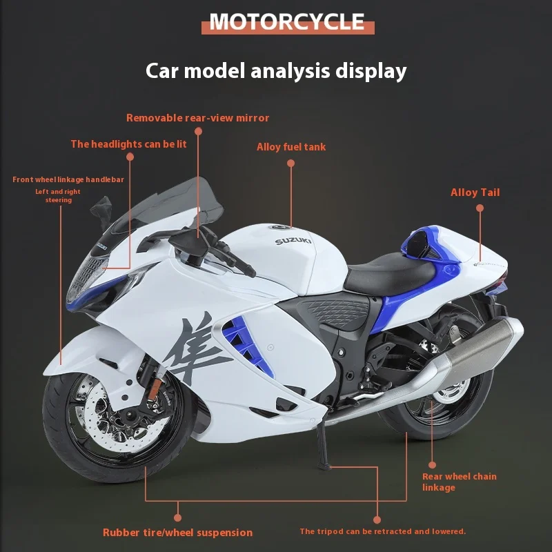 1:9 Suzuki Hayabusa GSX-1300R мотоцикл из сплава литая под давлением модель диванная и легкая
