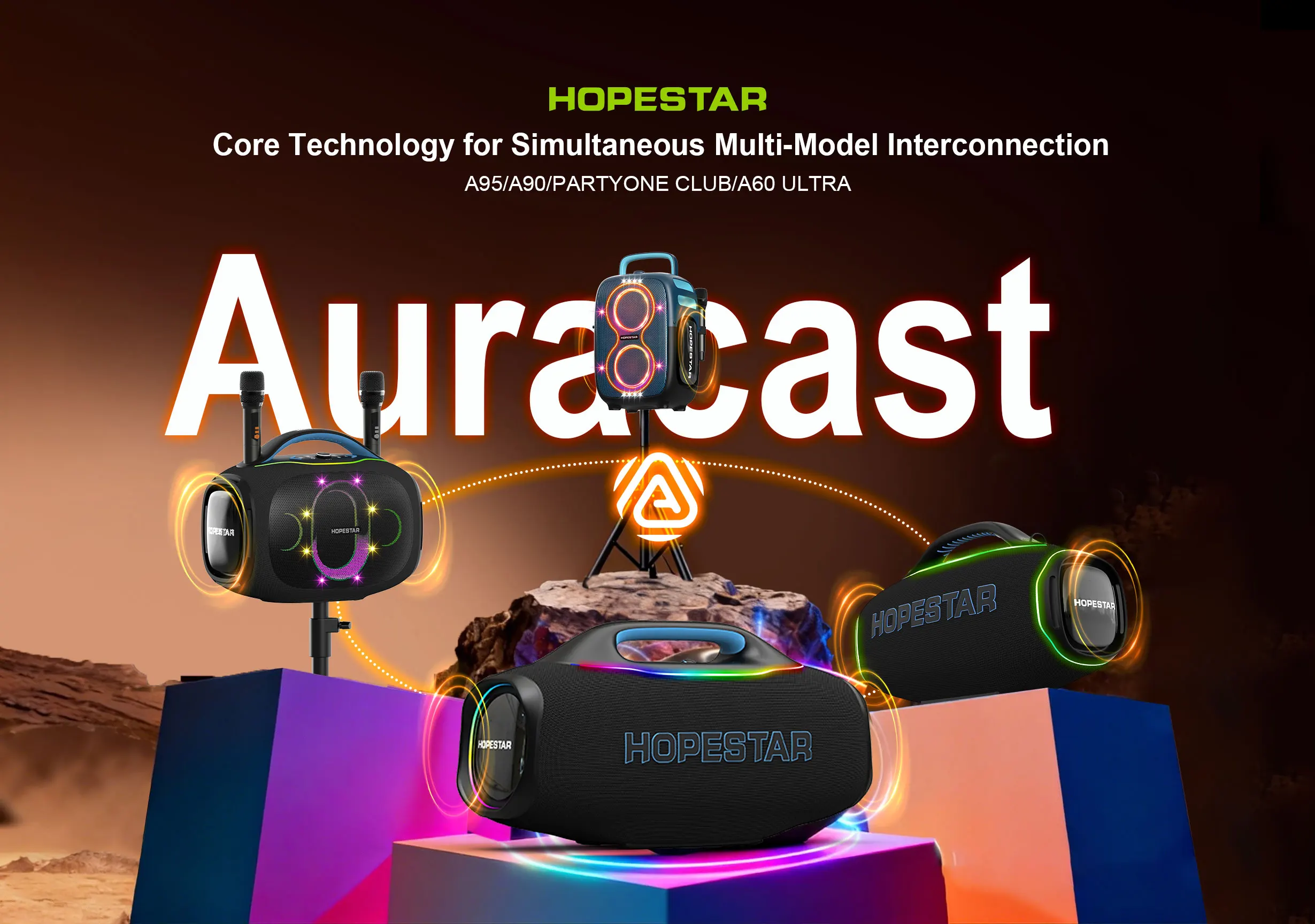 Фото Портативная Bluetooth-колонка HOPESTAR A95 580W с беспроводным микрофоном UHF, аккумулятором 40000 мАч, RGB-подсветкой и функцией AuraCast для использования на улице №2