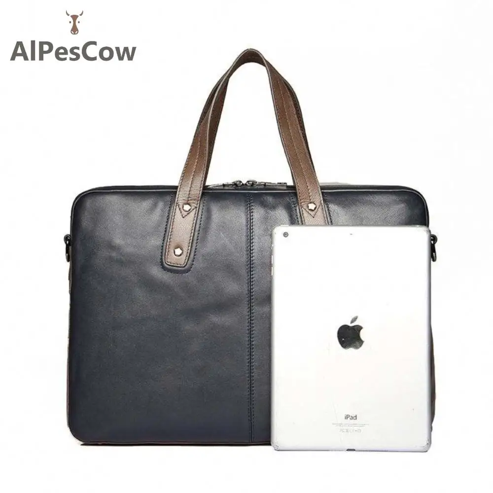 Design Genuine Leather Tote Briefcase For Men Formal 100% Alps Cowhide Laptop Bag Messenger Bags Office Handbag Male Classic
