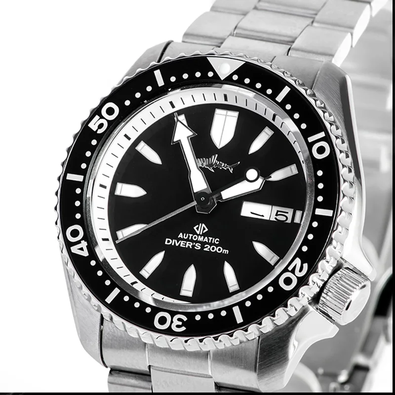 Механические часы HEIMDALLR Sharkey SKX мужские для дайвинга сапфировый белый циферблат