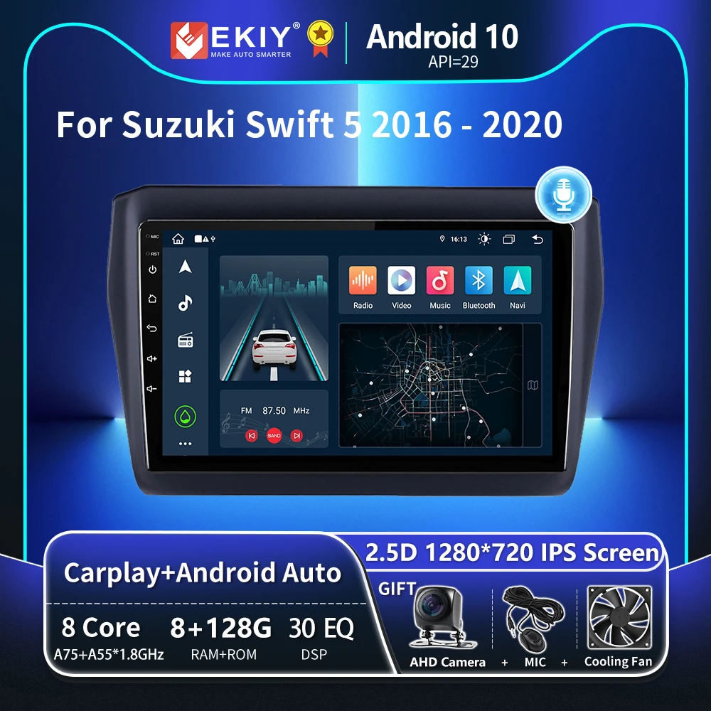 

EKIY T8 для Suzuki Swift 5 2016 2017 2018 2019 2020 автомобильное радио 2 Din Android Авто Стерео мультимидиа плеер GPS навигация CarPlay