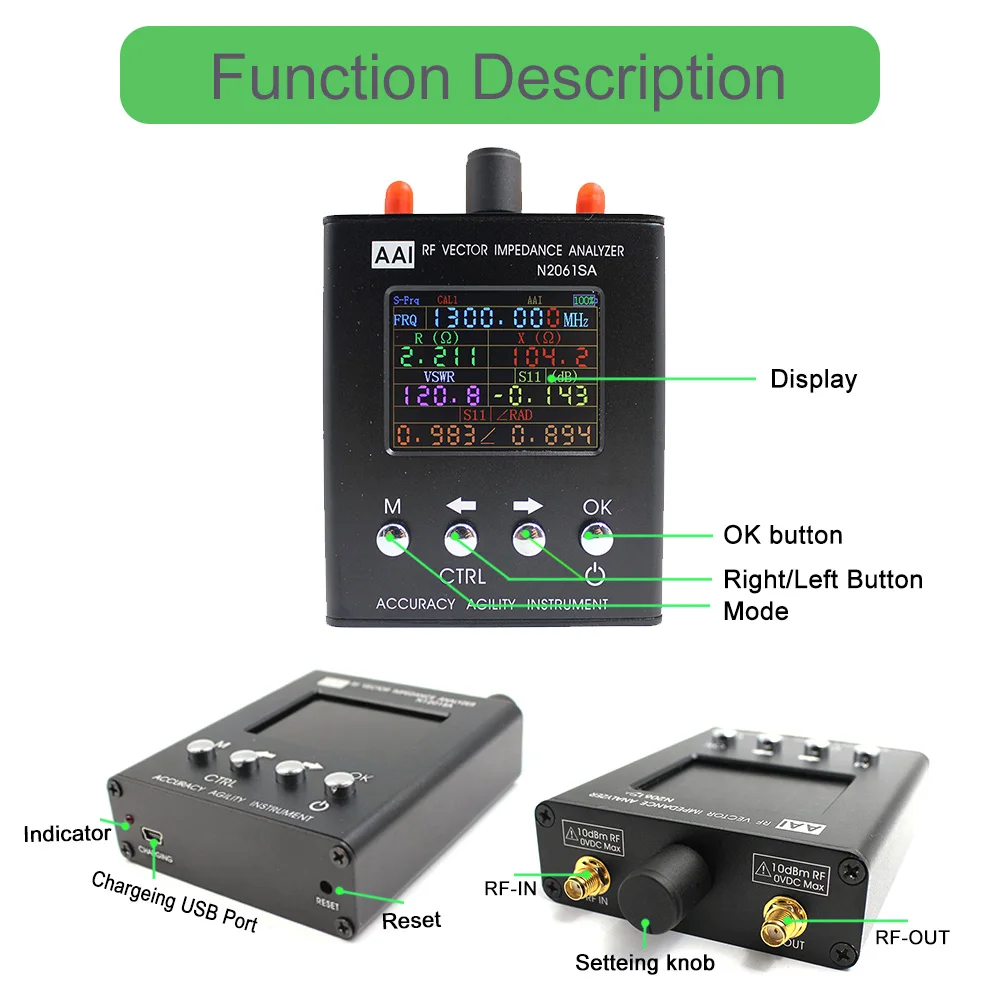 New English Verison N2061SA Short Wave Antenna Analyzer Meter Tester 1.1MHz~1300MHz UV RFID Vector Resistance/Impedance /SWR