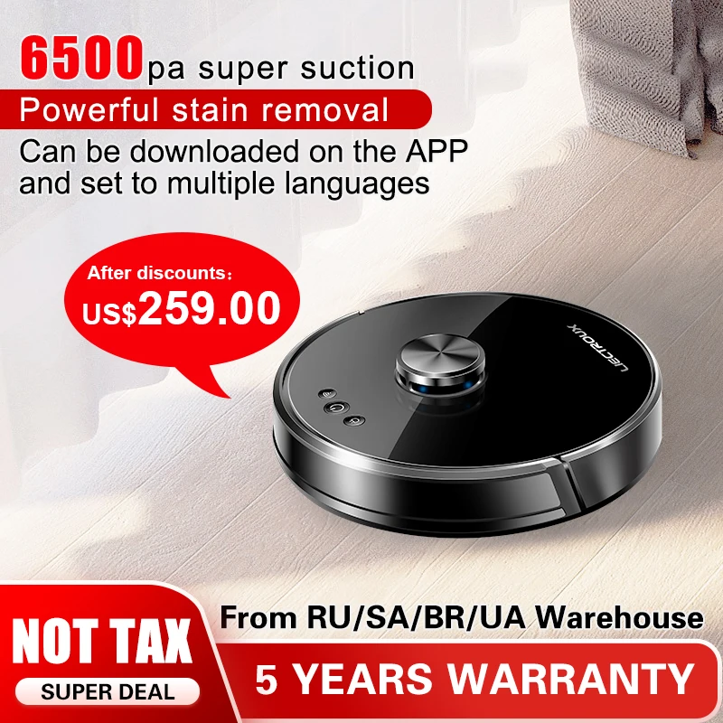

Robot Vacuum Cleaner Liectroux XR500, Laser Lidar Navigation,6500pa Suction,Multi-Floor Map,Y Shape Wet Mopping,APP No-Go Zone