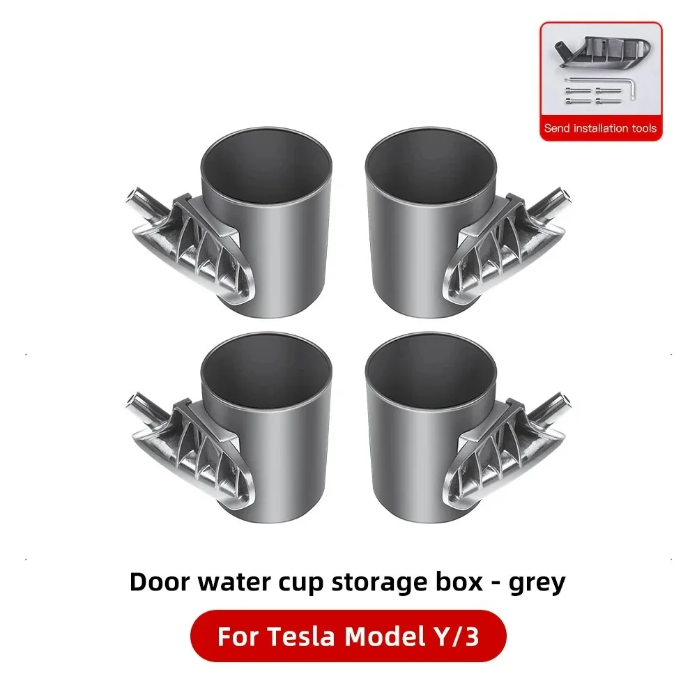 

4 Pcs/Set Car Door Cup Holder for Tesla Model 3 Y Special Door Cup Storage Box Rack for Model 3 Model Y Car Door Cup Stand