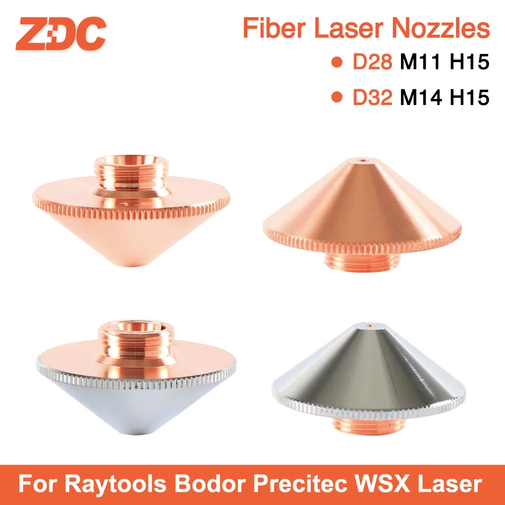 

ZDC Laser Nozzle Single/Double Layer D28mm D32mm H15 Caliber 0.8-5.0mm For Raytools Bodor Precitec WSX Fiber Laser Cutting Head
