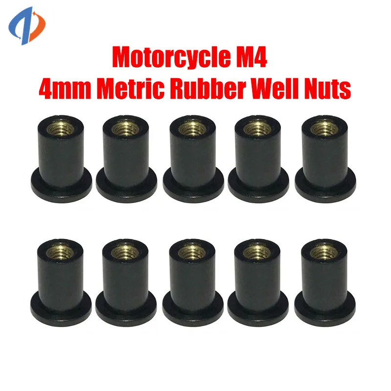 

Motorcycle M4 4mm Metric Rubber Well Nuts Windscreen Windshield Universal Fairing Cowls Nuts Fastener Screws