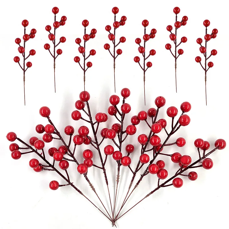 Рождественская елка красные ягоды украшение имитация белого черного цвета из