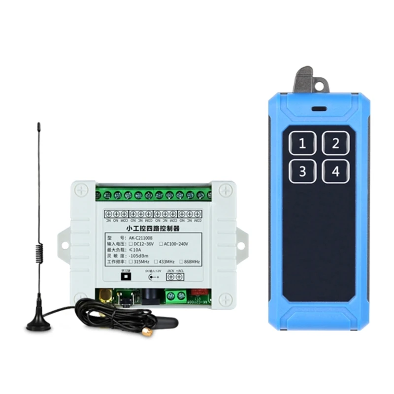 

315Mhz 433Mhz 12V-36V Four Channel Relay Module Receiver Wireless Remote Control Switch for Dc Motor DIY