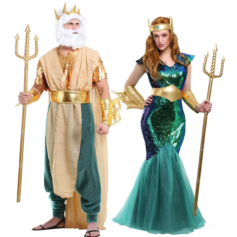 Men's Pharaoh Costume Cosplay Men Women Egypt Egyptian Outfits for Adult Halloween Costumes Couples Neptune