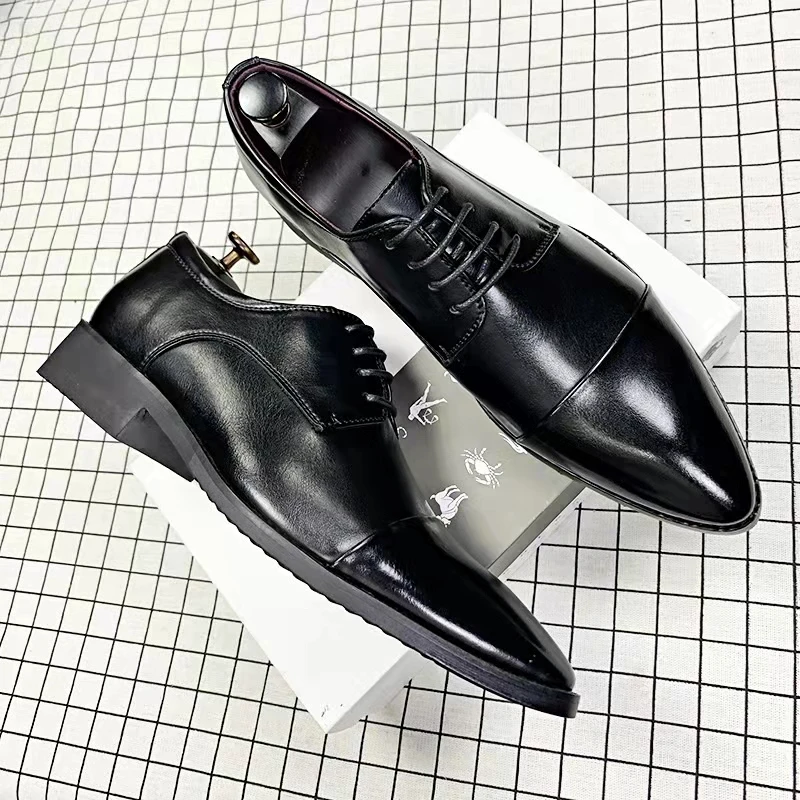 

Men's Pointed Leather Shoes Spring And Autumn Youth Daily New Korean Fashion Light Pointed Trend Increased Men's Shoes