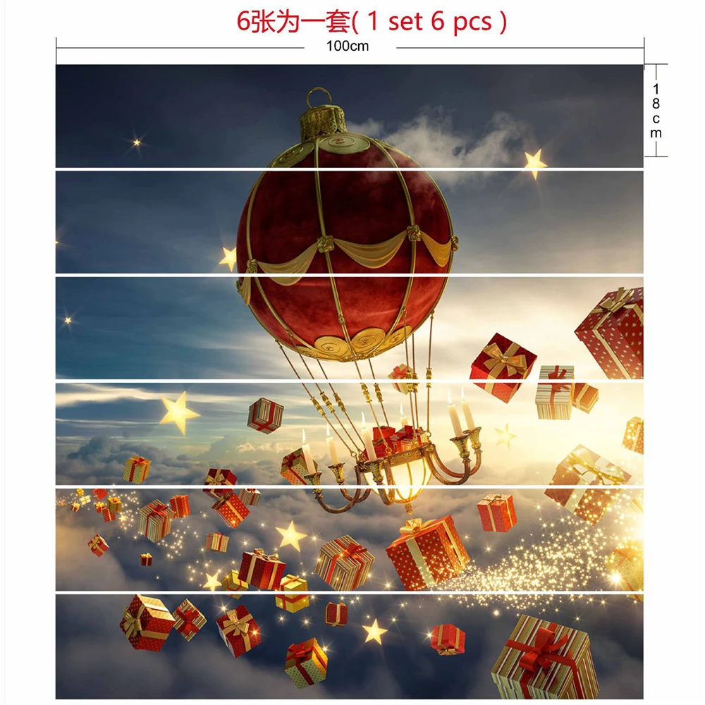 

6 Pcs Christmas Decor Stair Stickers Wall Floor Sticker Wallpaper Living Room Home Decoration Accessories
