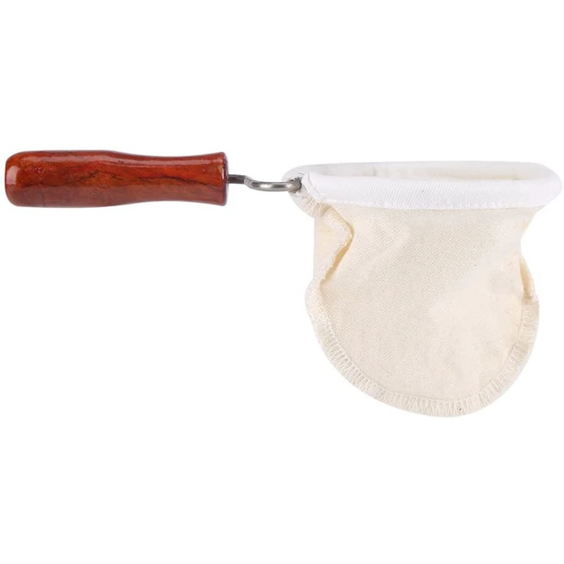 

Фильтр из кофейной ткани многоразовая моющаяся фланелевая ткань ручной работы фильтр для кофе с деревянной ручкой (L)