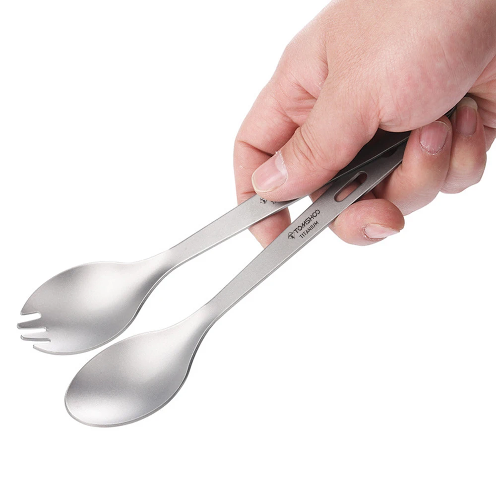 

Вилка-ложка TOMSHOO 4 в 1, столовые приборы из титана с ложкой, портативные столовые приборы для отдыха на открытом воздухе