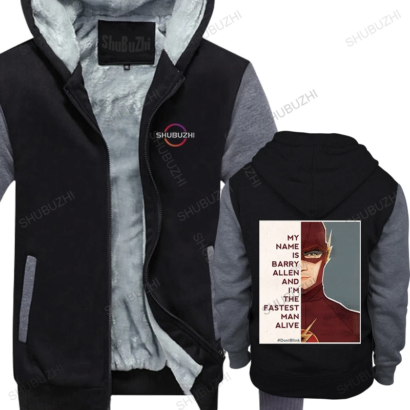 

new brand cotton man fleece hoody winter jacket MY NAME IS BARRY ALLEN AND warm coat pullover mans shubuzhi hooded sweatshirt
