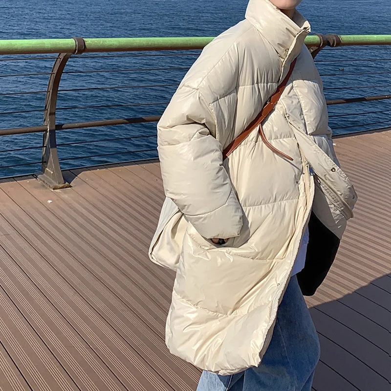 Winter Oversized Down Jacket for Men Warm Fashion Casual Long Coat Men Streetwear Korean Loose Thick Jacket Mens Parker Overcoat