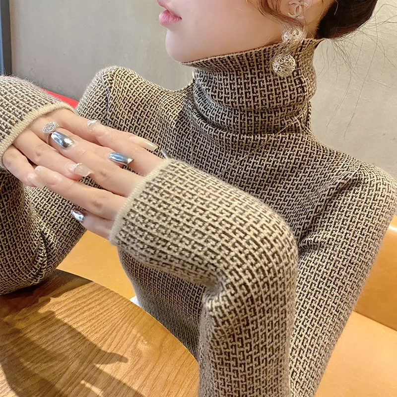 Женские высококачественные жаккардовые вязаные пуловеры осень-зима эластичный