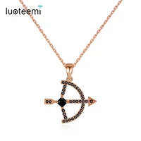 luoteemi fashion black white arrow pendant necklace for women girl dating anniversary with micro cz fashion jewelry chic bijoux
