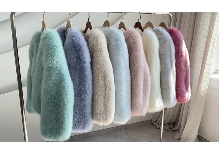 Imported Blue Fox Fur Coat Women Coats and Jackets Winter Women's Short Long-sleeved Fur Coat Fashion Warm Winter New