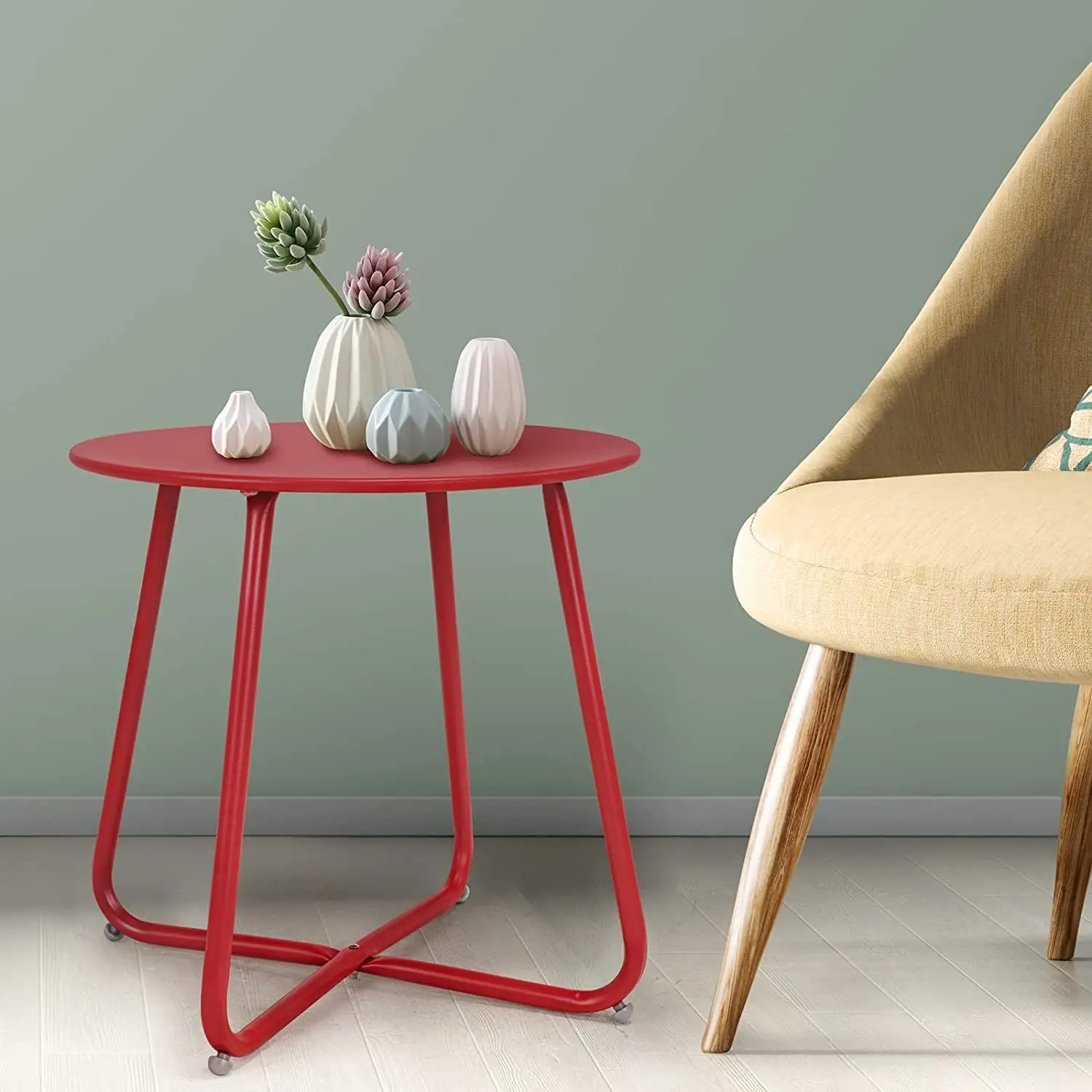 

SR Steel Patio Side Table, Weather Resistant Outdoor Round End Table