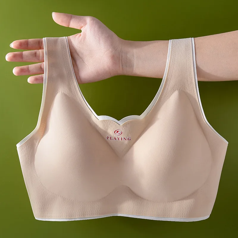 

Ice silk seamless beauty back wrap chest underwear women's vest bottoming tube top no steel ring sports gather bra
