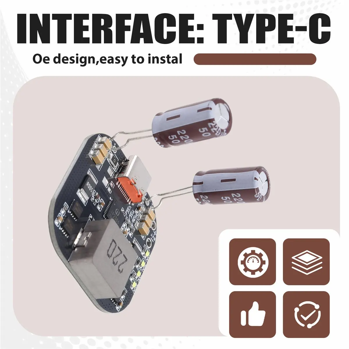 DTC5 Новый двунаправленный зарядный модуль IP2368 с быстрой зарядкой PD100W, интерфейс Type-C, поддержка литиевых аккумуляторов (art.: 3920dbda2161f) - 3920dbda2161f