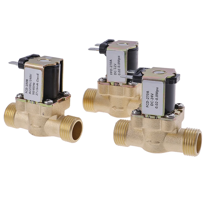 

1pc DC 12V 24V AC 220V G1/2'' Brass Electric Solenoid Valve Water Air Inlet Flow Switch For Solar Water Heater Valve