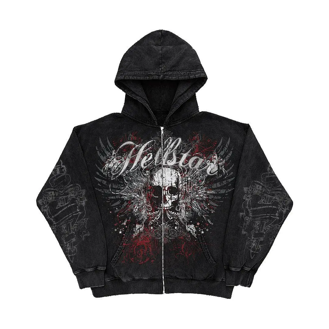 Affliction Gothic Print Zip Up Sweat JKT｜ファッション