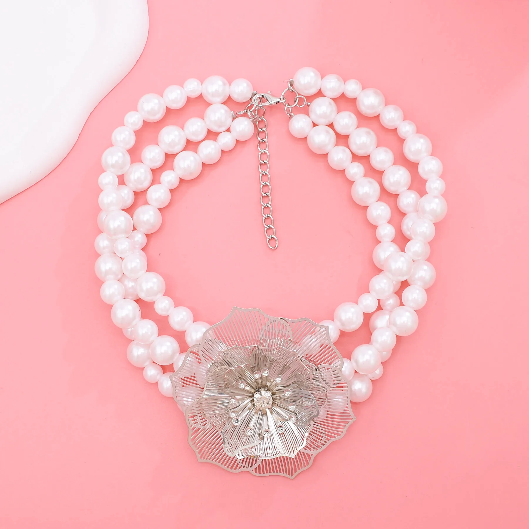 2 шт. модное многослойное ожерелье с подвеской в виде цветка камелии и