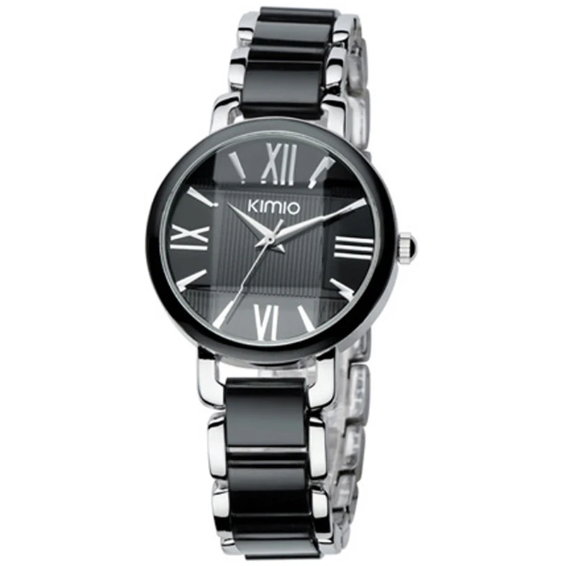 

Kimio Brand Women Imitation Ceramic Watches Bracelet Quartz Watch Big Dial Wristwatches Ladies Stainless Steel Bracelet Watch